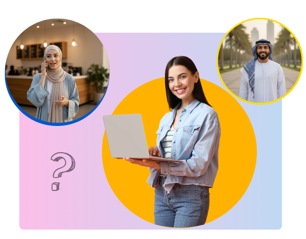 Three people are standing.